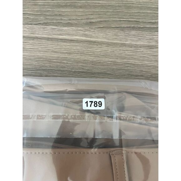 Abercrombie & Fitch Ultra High-Rise Faux Leather Pants Split Ankle Brown 26 NWT - Picture 12 of 12